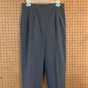 Y2K Trouser‎ Pants Vintage Low Rise Briggs Petite 8 Ankle Gray Pink Pinstripe